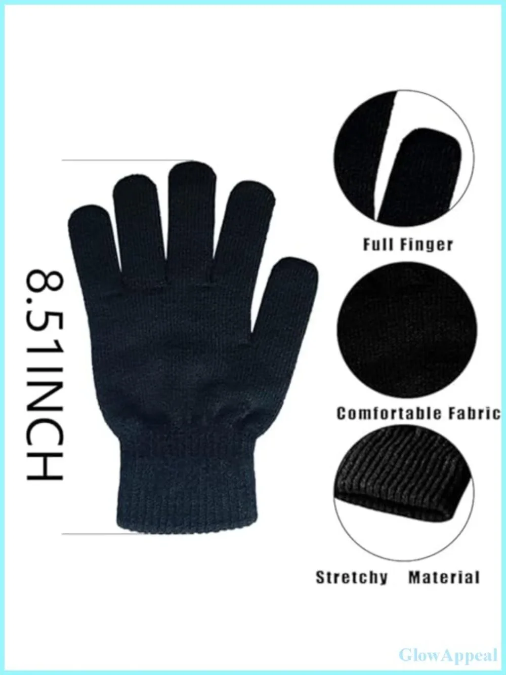 6 Pairs Knit Gloves One Size Winter Warm Stretchy Acrylic Unisex